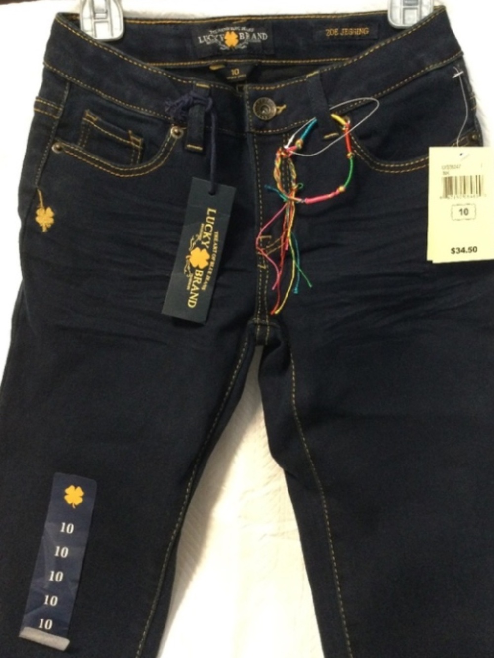 Cute! Lucky Brand Zoe Dark Wash Skinny Jeans 10 GIRLS NEW *Bonus bracelet